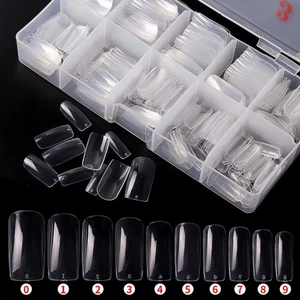 Móng úp chân phom vuông dài - Móng úp chân dài dùng được cho tay và chân (Hộp 500 móng đủ size)