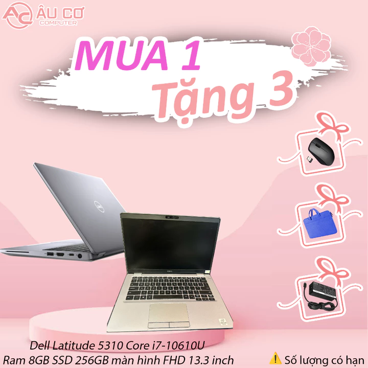 [Sale Sốc] "Khuyến mãi MUA 1 TẶNG 3 Laptop Dell Latitude 5310 i7-10610U, RAM 8GB, SSD 256GB, FHD 13.3 inch - Hàng CŨ (20