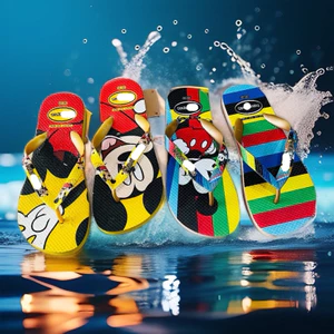 Dép Thái Cao Su Đế Bằng chuột mickey - Dép Nữ Nam Chống Trơn Trượt
