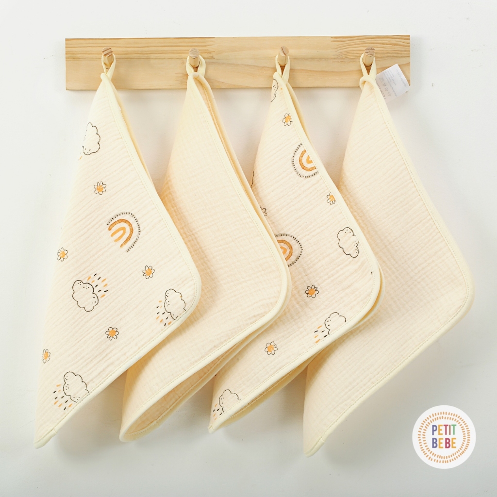 Ảnh Khăn sữa cho bé kích thước lớn 30x30cm Petit Bebe muslin 6 lớp thấm hút mềm mại cho làn da bé 4