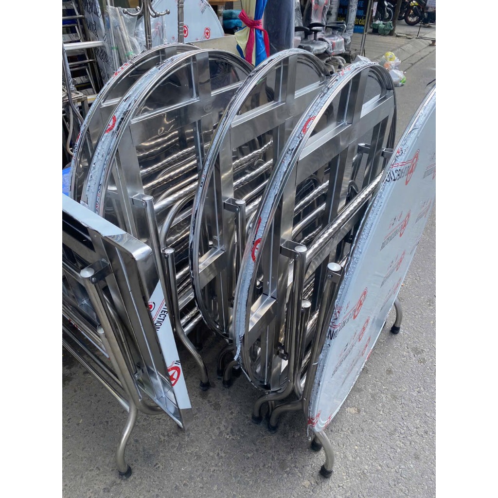 BÀN TRÒN INOX 100% ngồi ăn cơm ăn tiệc  gấp gọn (giá tại tại  xưởng)