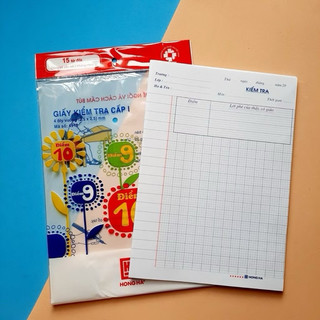 Giấy kiểm tra Hồng Hà cấp 1 gồm 15 tờ đôi 4 ô ly, giấy kiểm tra Hồng Hà