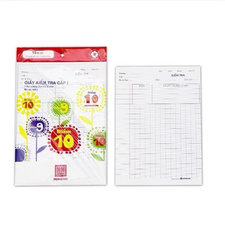 Giấy kiểm tra Hồng Hà cấp 1 gồm 15 tờ đôi 4 ô ly, giấy kiểm tra Hồng Hà