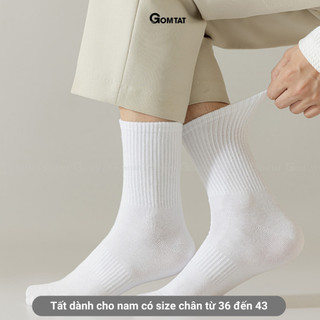 Combo 5 đôi tất nam cổ cao GOMTAT, vớ cổ cao cotton sọc gân, kháng khuẩn, thoáng khí - OAS-1702-CB5