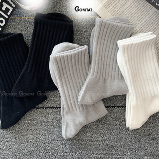 Combo 5 đôi tất nam cổ cao GOMTAT, vớ cổ cao cotton sọc gân, kháng khuẩn, thoáng khí - OAS-1702-CB5