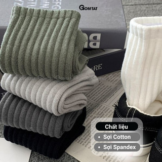 Combo 5 đôi tất nam cổ cao GOMTAT, vớ cổ cao cotton sọc gân, kháng khuẩn, thoáng khí - OAS-1702-CB5