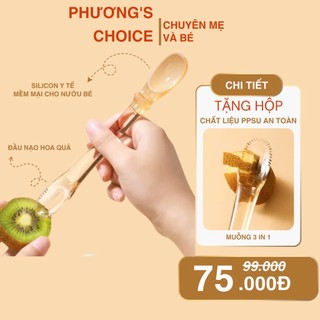 (Hỏa tốc)Thìa Nạo trái cây 2 Đầu 3  in 1,chất liệu PPSU an toàn cho bé ăn dặm - Tặng Hộp mã T25