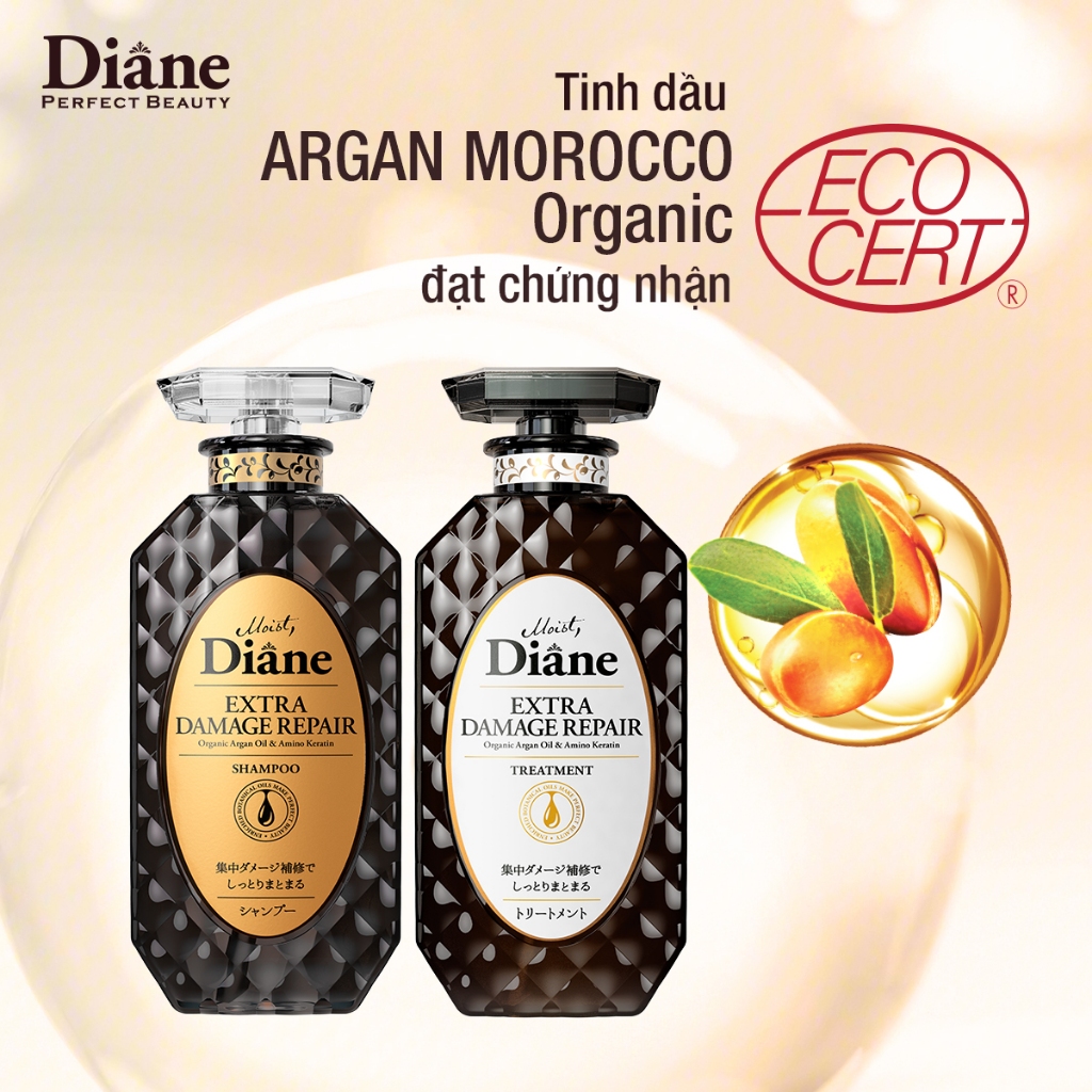 Ảnh Bộ dầu gội xả phục hồi tóc khô xơ chẻ ngọn gãy rụng hư tổn nặng Diane Extra Damage Repair 450ml*2 2