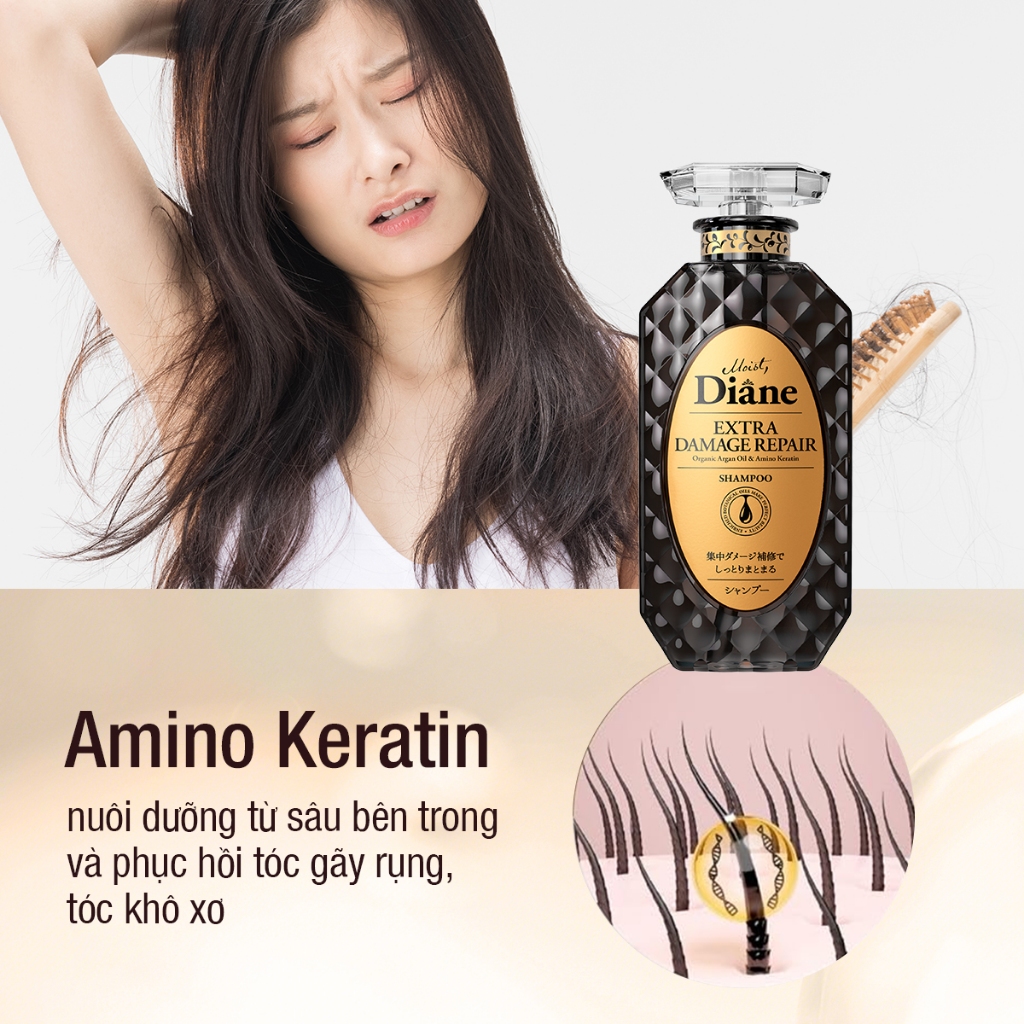 Ảnh Bộ dầu gội xả phục hồi tóc khô xơ chẻ ngọn gãy rụng hư tổn nặng Diane Extra Damage Repair 450ml*2 3