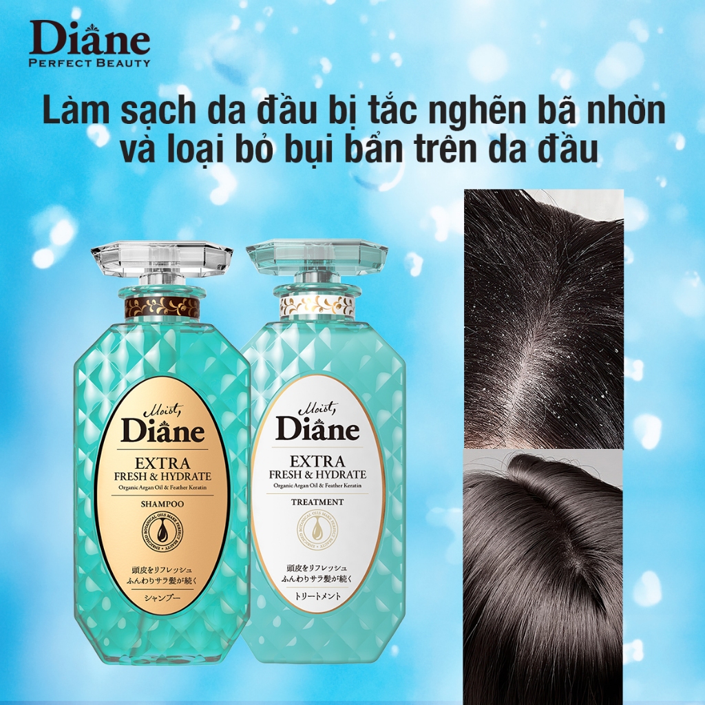 Ảnh Bộ dầu gội xả sạch dầu và dưỡng ẩm da đầu phục hồi khô xơ Moist Diane Extra Fresh & Hydrate 450ml*2 4