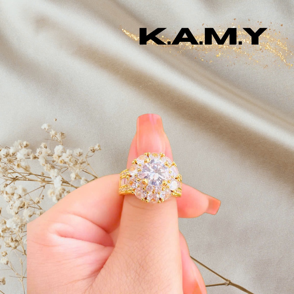 Nhẫn Nữ Đính Đá Cao Cấp Thiết Kế Hoa Mai - Trang Sức KAMY