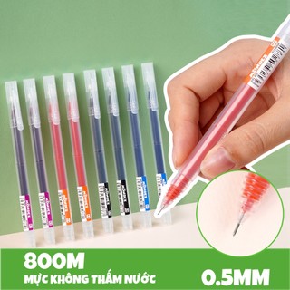 Hộp 12 Bút Gel MONDEZ Ngòi 0.5mm Mực Xanh Đen Tím, Bút Gel Ngòi Kim Viết Trơn Mực Ra Đều Dành Cho Học Sinh M15005