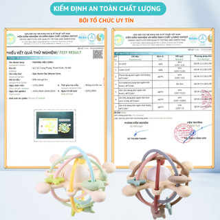 Gặm Nướu Silicone Coniu Hình Cầu Có Trục Xoay, Âm Thành Giúp Tăng Khả Năng Cầm Nắm Cho Bé( Tặng Hộp)