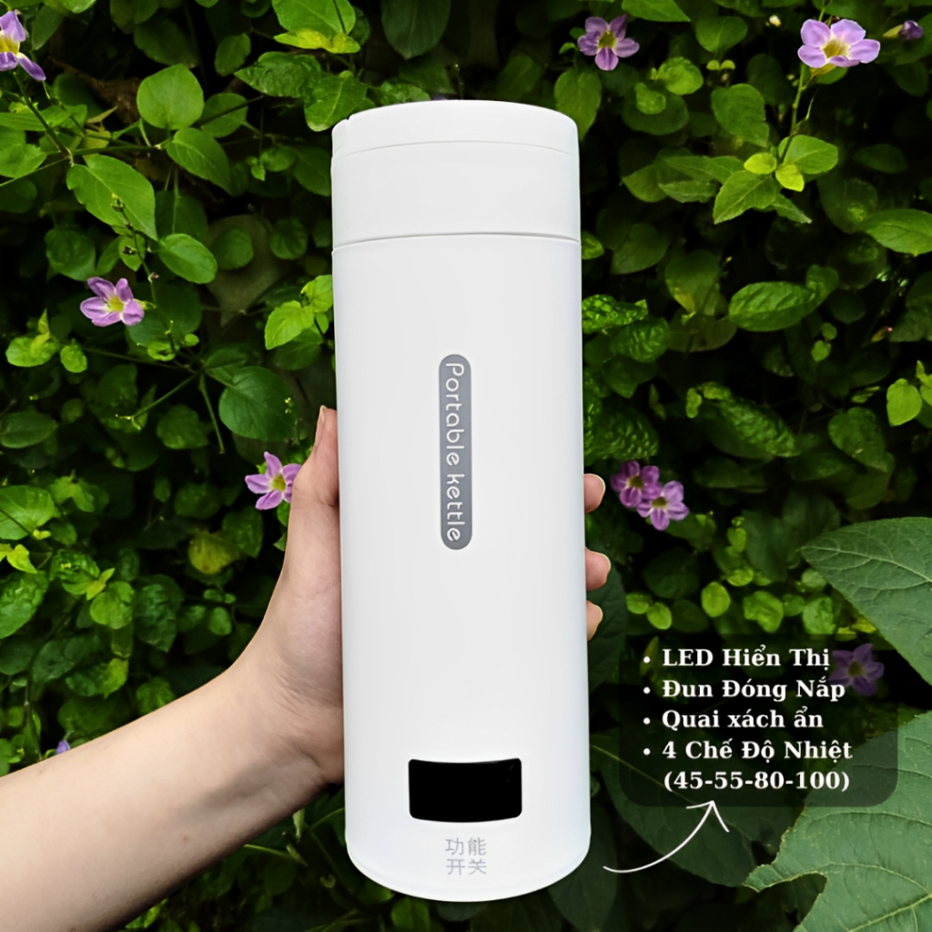 Bình đun nước siêu tốc mini du lịch bình nước đa năng giữ nhiệt 330ml 500ml tự ngắt khi sôi, bảo hành 6 tháng