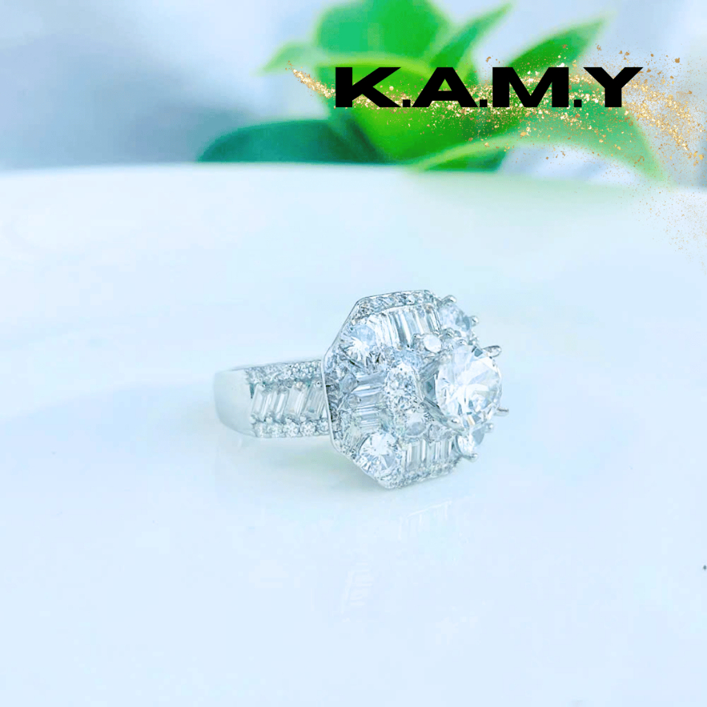Nhẫn Nữ Hoàng Kim Bạch Kim Đính Đá Cao Cấp – Trang Sức KAMY