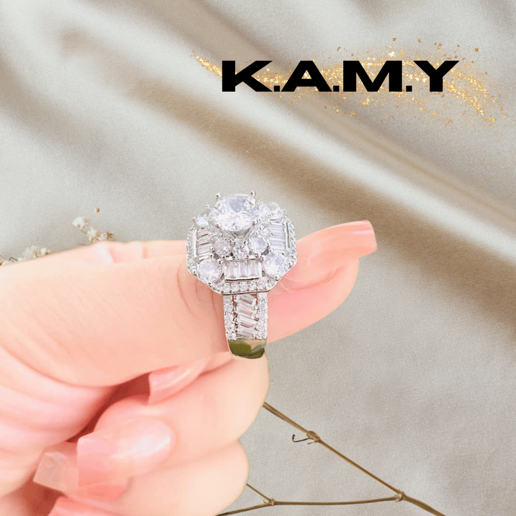 Nhẫn Nữ Hoàng Kim Bạch Kim Đính Đá Cao Cấp – Trang Sức KAMY