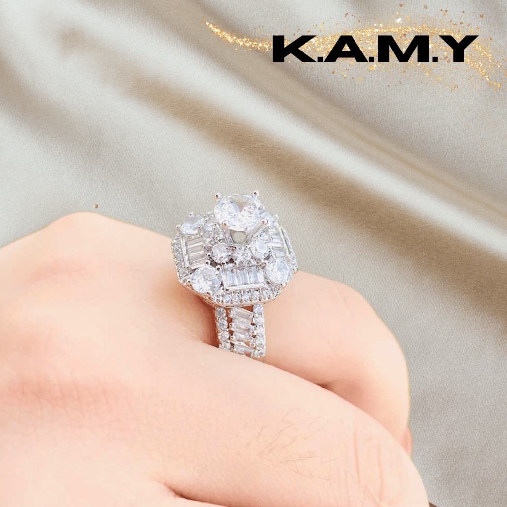 Nhẫn Nữ Hoàng Kim Bạch Kim Đính Đá Cao Cấp – Trang Sức KAMY
