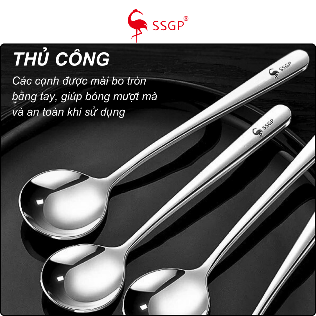 Muỗng inox cán dài SSGP Muỗng ăn cơm inox Muỗng cafe Thìa inox 316 Muỗng, Thìa cán dài inox 304