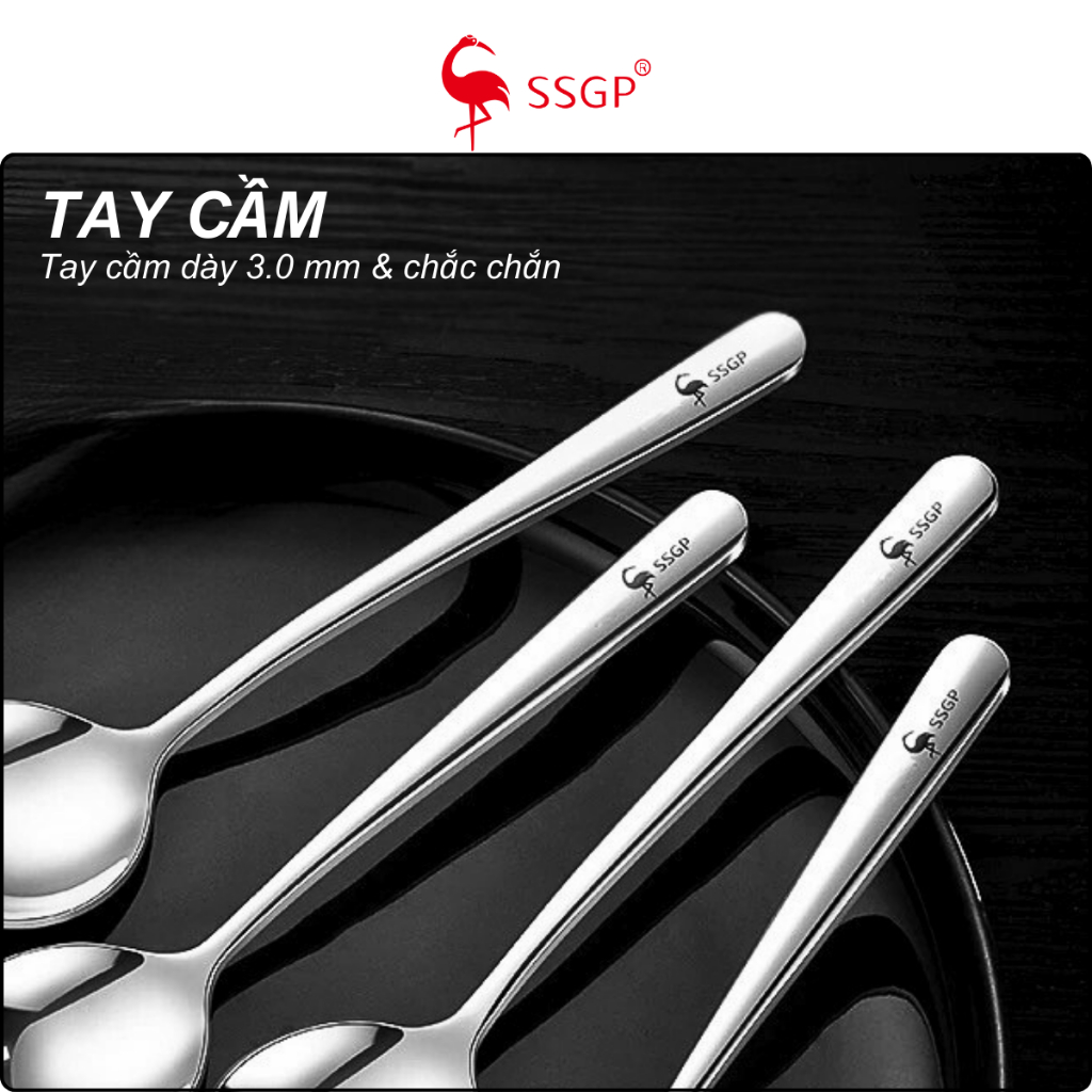 Muỗng inox cán dài SSGP Muỗng ăn cơm inox Muỗng cafe Thìa inox 316 Muỗng, Thìa cán dài inox 304