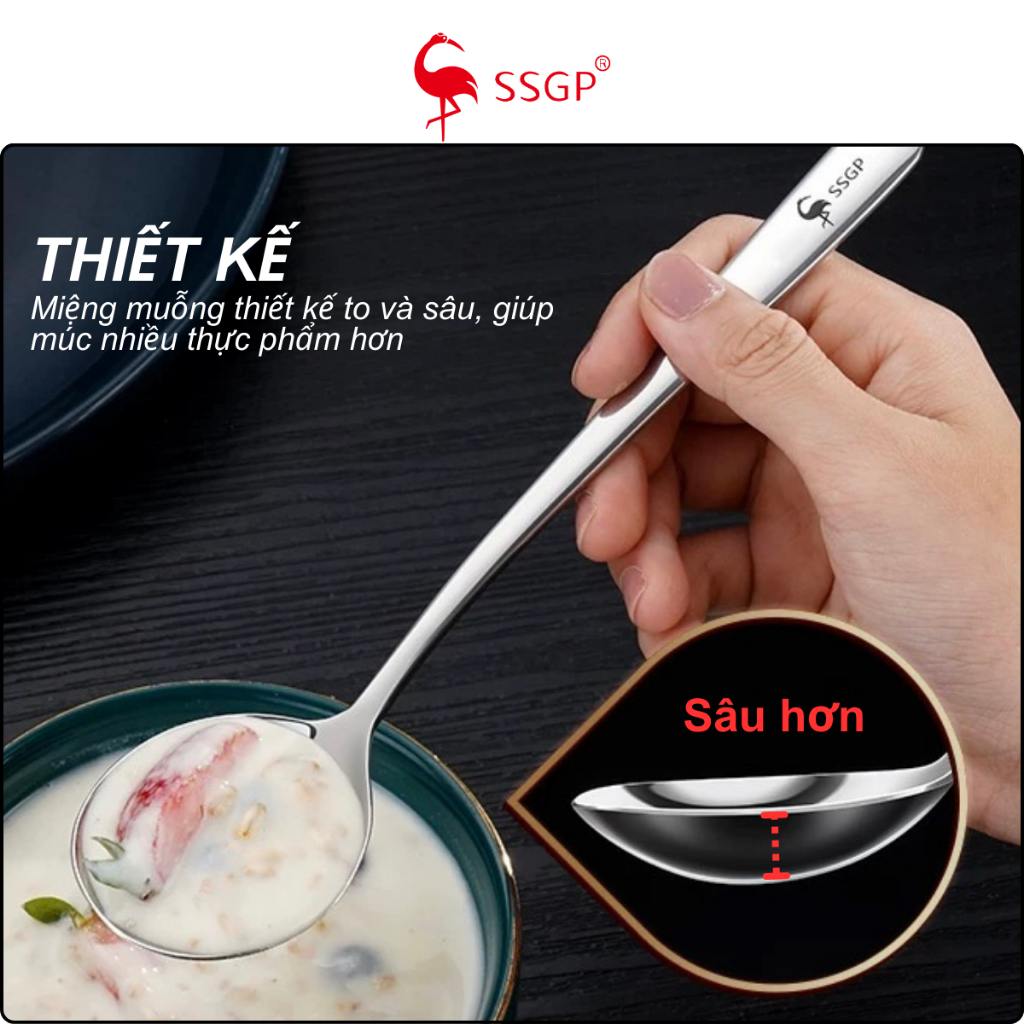 Muỗng inox cán dài SSGP Muỗng ăn cơm inox Muỗng cafe Thìa inox 316 Muỗng, Thìa cán dài inox 304