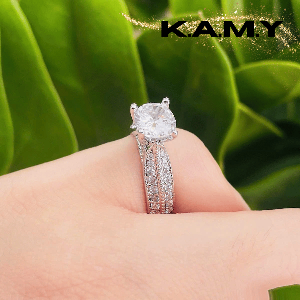 Nhẫn Nữ Đính Đá CZ100 Thiết Kế Mảnh Mai Tinh Tế - Trang Sức KAMY