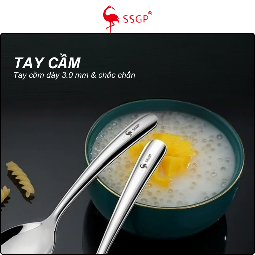 Muỗng ăn cơm inox 316 tròn ngắn SSGP muỗng canh muỗng inox cán dài muỗng cafe nĩa inox Thìa inox 316