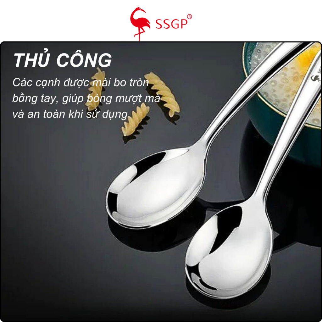 Muỗng ăn cơm inox 316 tròn ngắn SSGP muỗng canh muỗng inox cán dài muỗng cafe nĩa inox Thìa inox 316