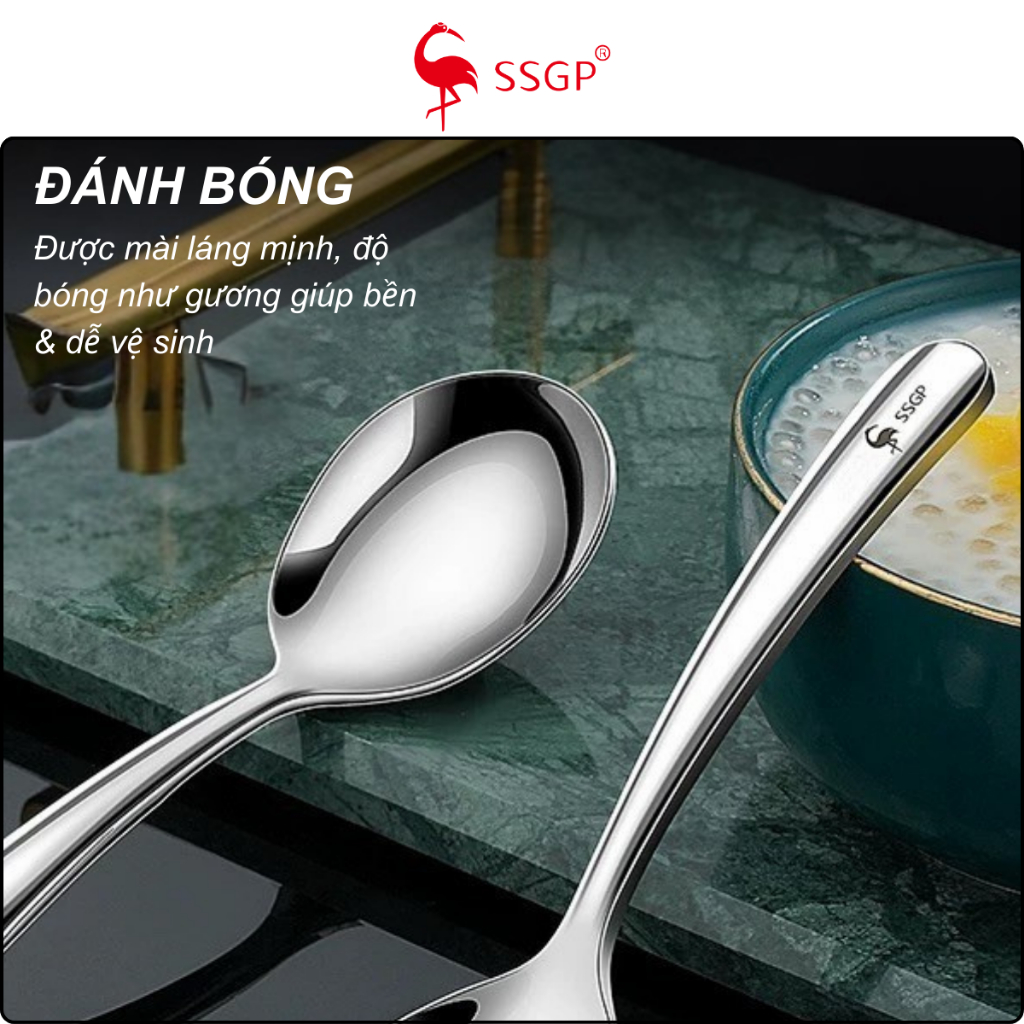 Muỗng ăn cơm inox 316 tròn ngắn SSGP muỗng canh muỗng inox cán dài muỗng cafe nĩa inox Thìa inox 316