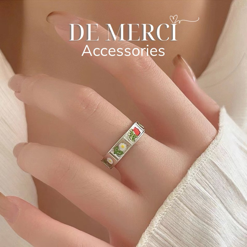 Nhẫn Hở De Merci Accessoires Hình Hoa Phong Cách Vintage Thời Trang Cho Nữ