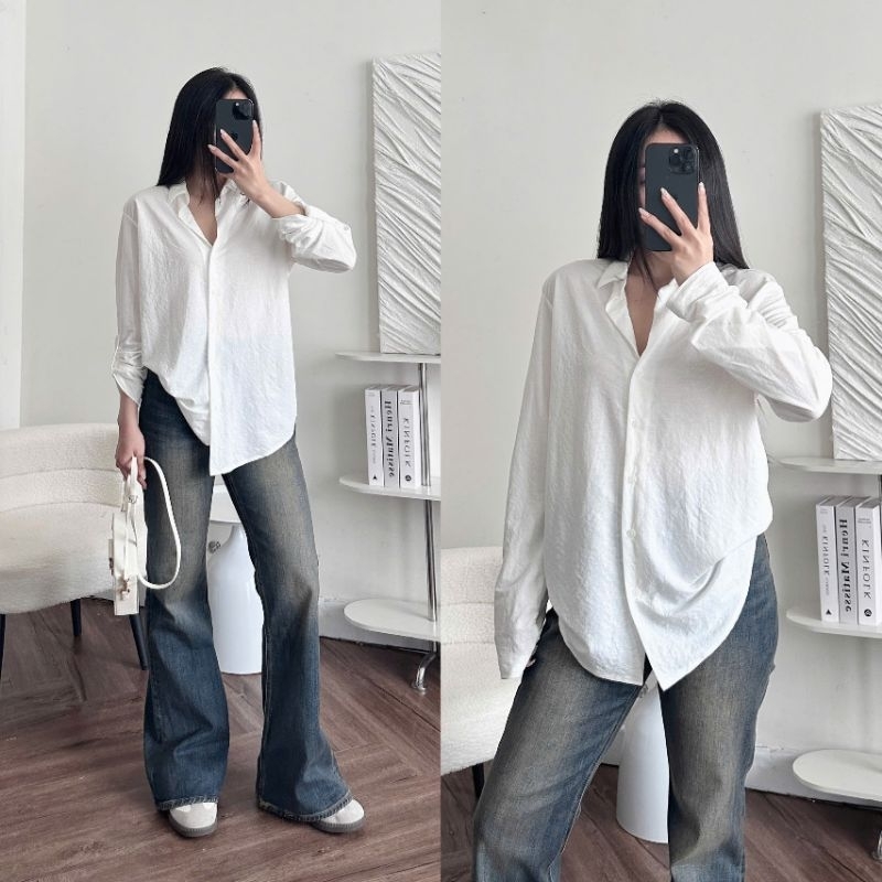 (BomoHouse) Áo sơmi oversize thun siêu mát ko nhăn Primark* bigsize - dư xịn