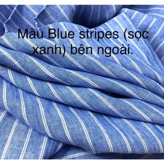 [JUNE LINEN] Blazer nữ Linen tưng premium kẻ sọc, tay ngắn, có 2 túi. Form rộng.