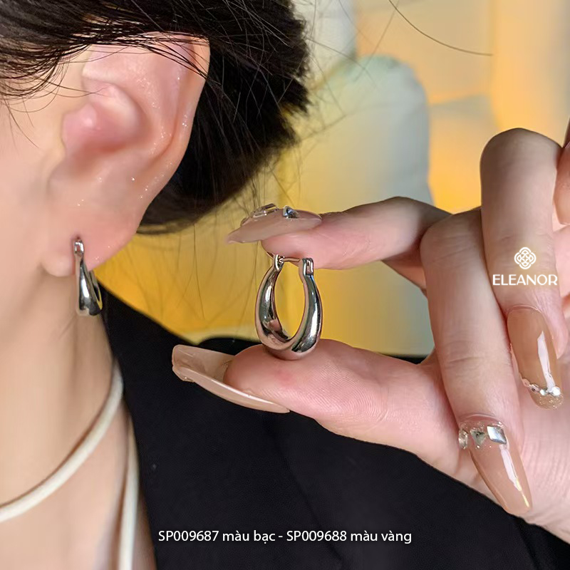 Bông tai nữ chuôi bạc 925 Eleanor Accessories khuyên tròn basic phụ kiện trang sức khuyên tai 9687
