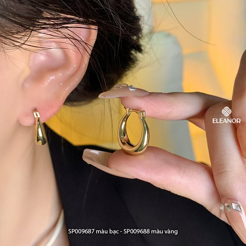 Bông tai nữ chuôi bạc 925 Eleanor Accessories khuyên tròn basic phụ kiện trang sức khuyên tai 9687
