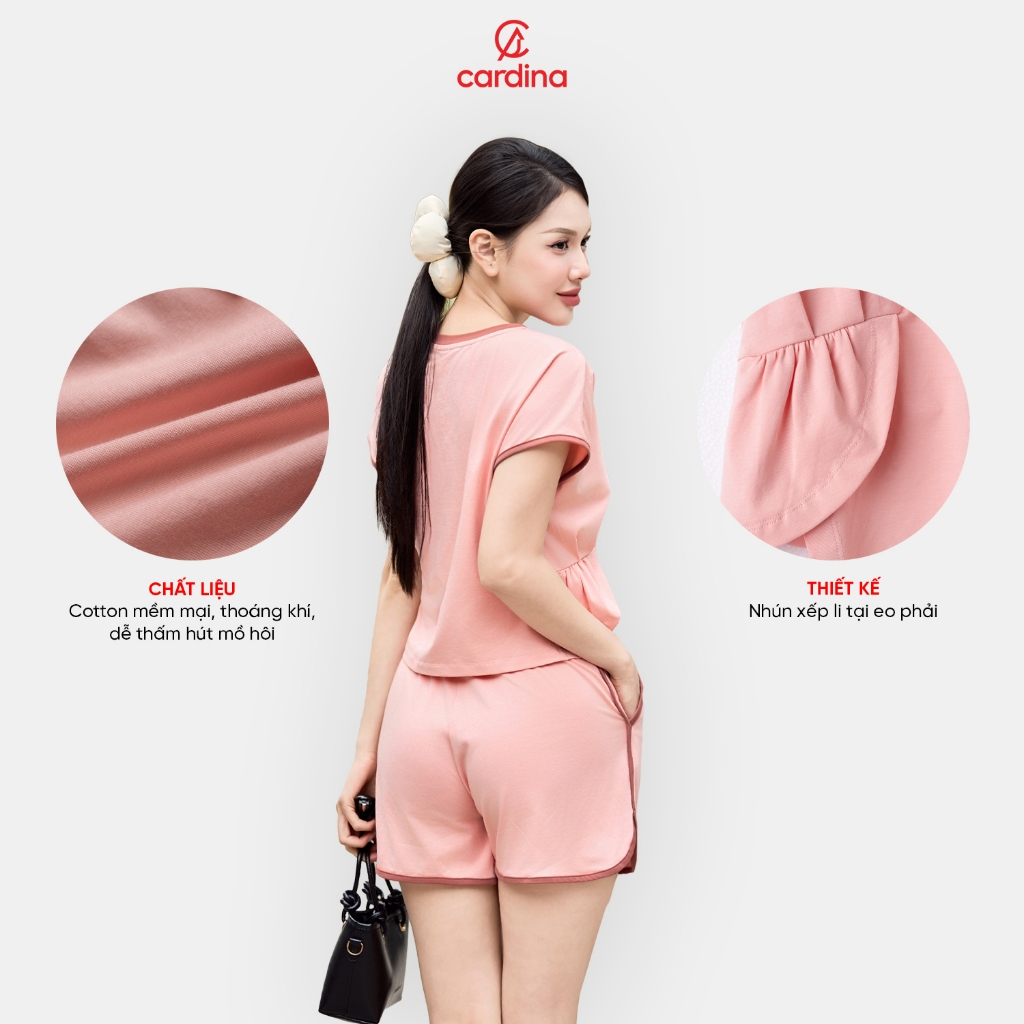 Ảnh Đồ bộ nữ CARDINA chất liệu cotton tay liền xếp ly eo trẻ trung năng động 5BCN11 1