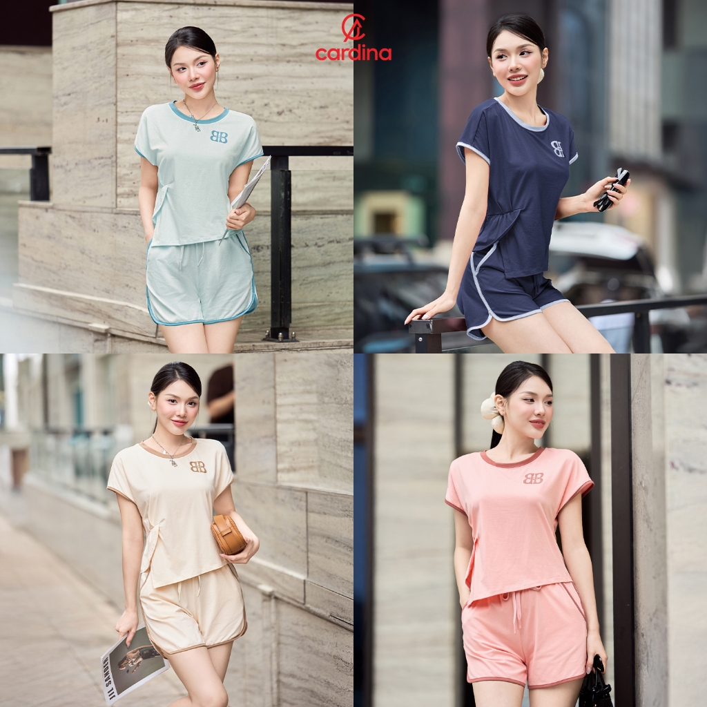 Ảnh Đồ bộ nữ CARDINA chất liệu cotton tay liền xếp ly eo trẻ trung năng động 5BCN11 3