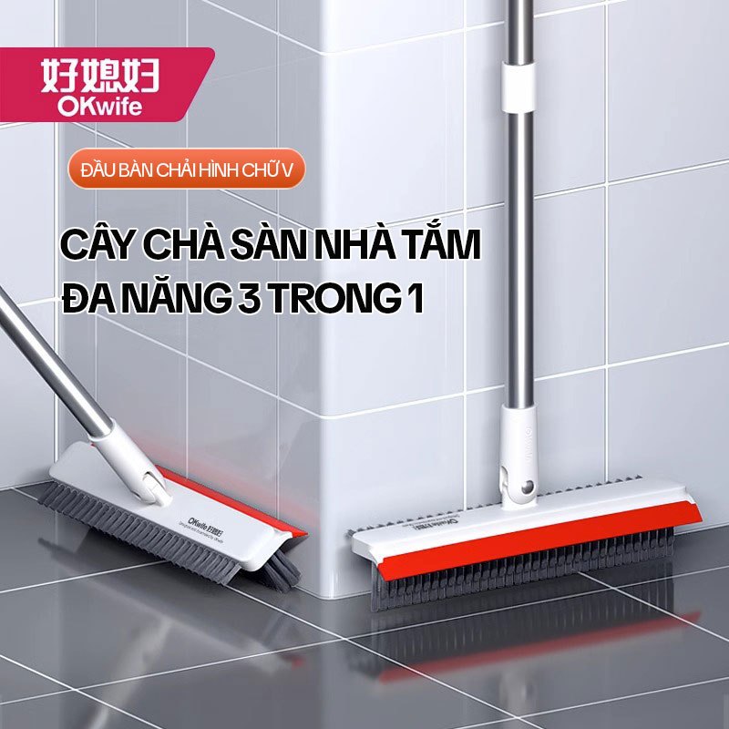 Ảnh Cây Chà Sàn Nhà Tắm OKwife AGW-3458 - Chổi Chà Sàn Và Gạt Nước 3 Trong 1, Chổi Cọ Nhà Vệ Sinh Thông Minh 1