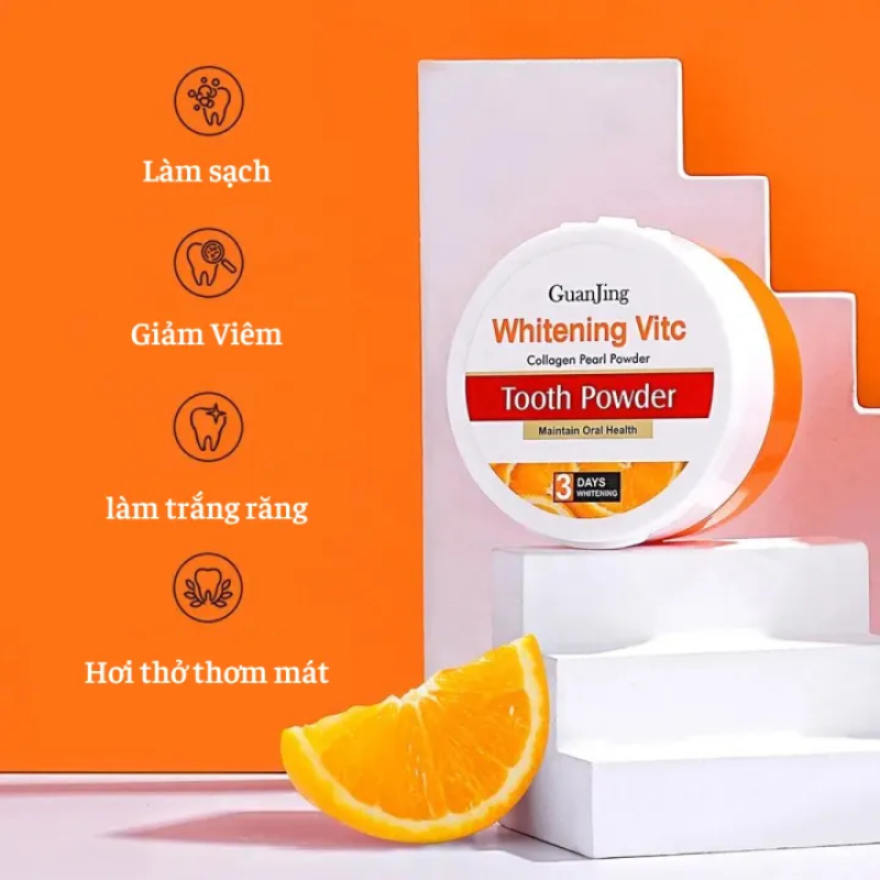 Men Vi Sinh Trắng Răng GuanJing Whitening Vitamin C Collagen Làm Sạch Sâu Giảm Viêm Giúp Răng Chắc Khoẻ Hơi Thở Thơm Mát