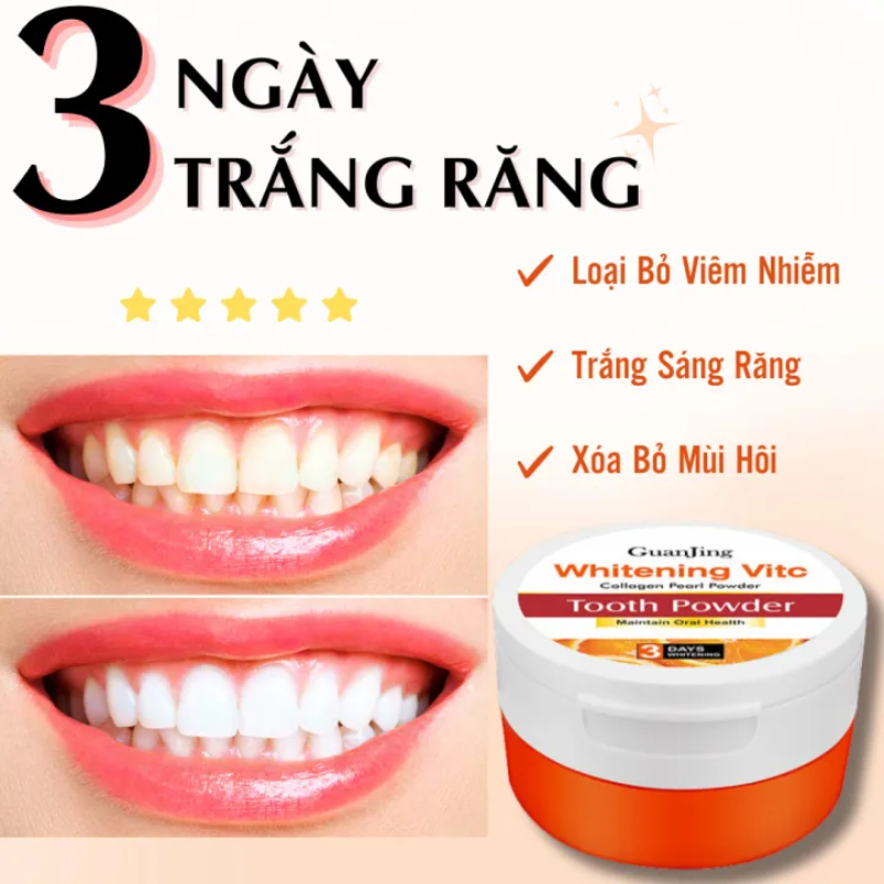 Men Vi Sinh Trắng Răng GuanJing Whitening Vitamin C Collagen Làm Sạch Sâu Giảm Viêm Giúp Răng Chắc Khoẻ Hơi Thở Thơm Mát