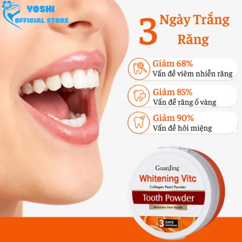 Men Vi Sinh Trắng Răng GuanJing Whitening Vitamin C Collagen Làm Sạch Sâu Giảm Viêm Giúp Răng Chắc Khoẻ Hơi Thở Thơm Mát