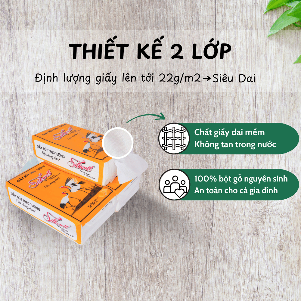 [Mua 5 tặng 1] Giấy rút treo tường Silkwell 350 tờ 2 lớp, khăn giấy rút đa năng, giấy lau bếp, thấm dầu