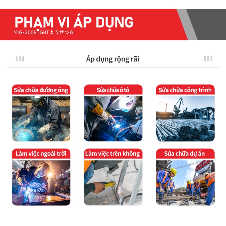 Máy hàn điện tử TANKMECH MIG-200B hàn que 1.6mm-3.2mm, Hiệu suất tối đa que 2.5 - Kèm Vali Phụ Kiện