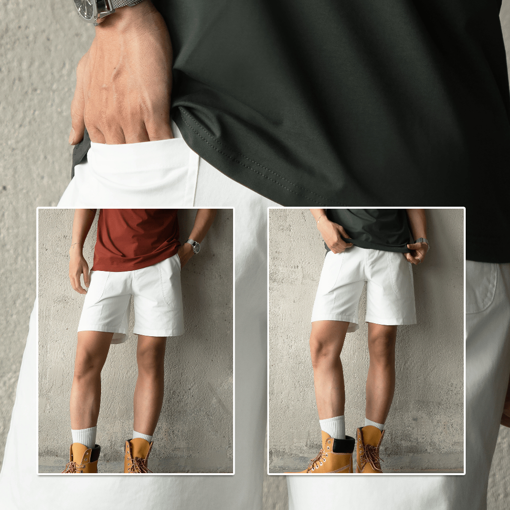 Ảnh Quần short nam KAKI phom rộng CAPMAN CLUB, quần đùi trên gối lưng đai thun co giãn, trẻ trung 2