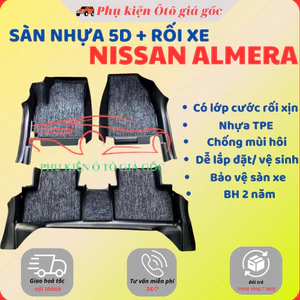 Thảm lót sàn ô tô Nissan ALmera 2018-2025, Thảm nhựa TPE đúc 5D tràn viền bậc cửa - 2 hàng