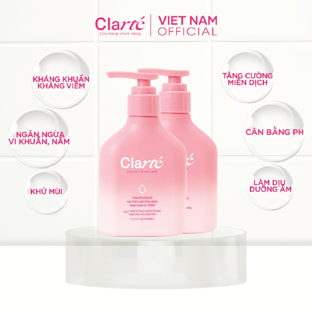 Combo 3 Dung Dịch Vệ Sinh Clarté Organic Có Postbiotic và Thảo Dược Thiên Nhiên Dưỡng Ẩm_Cân Bằng pH