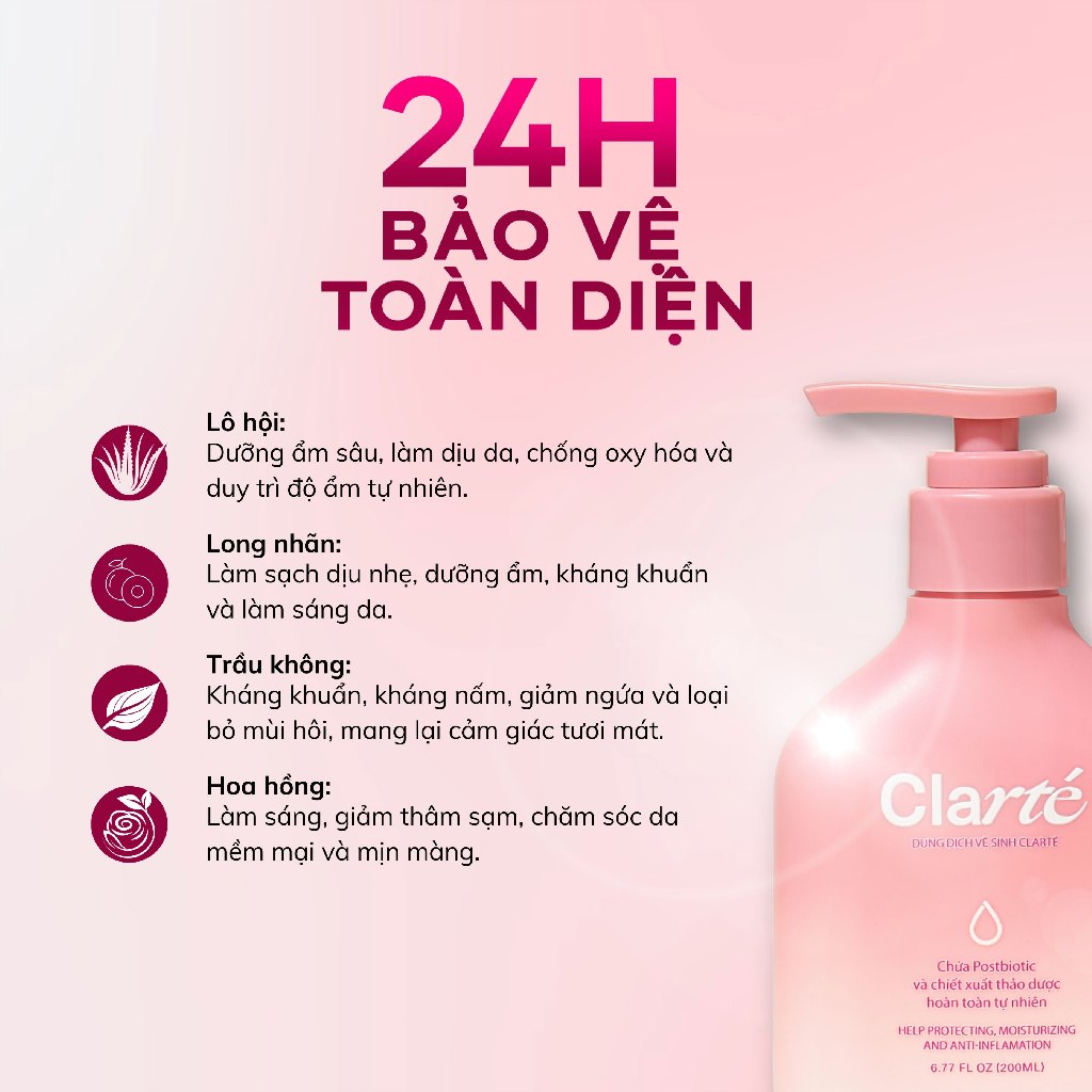 Combo 2 Dung Dịch Vệ Sinh Clarté Organic Có Postbiotic, Thảo Dược Thiên Nhiên Dưỡng Ẩm - Cân Bằng pH