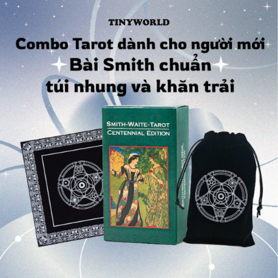 Combo 3 Món Bộ Bài Tarot Bói Smith Waite Tarot , Túi Nhung Đựng Tarot , Khăn Trải Bàn Tarot
