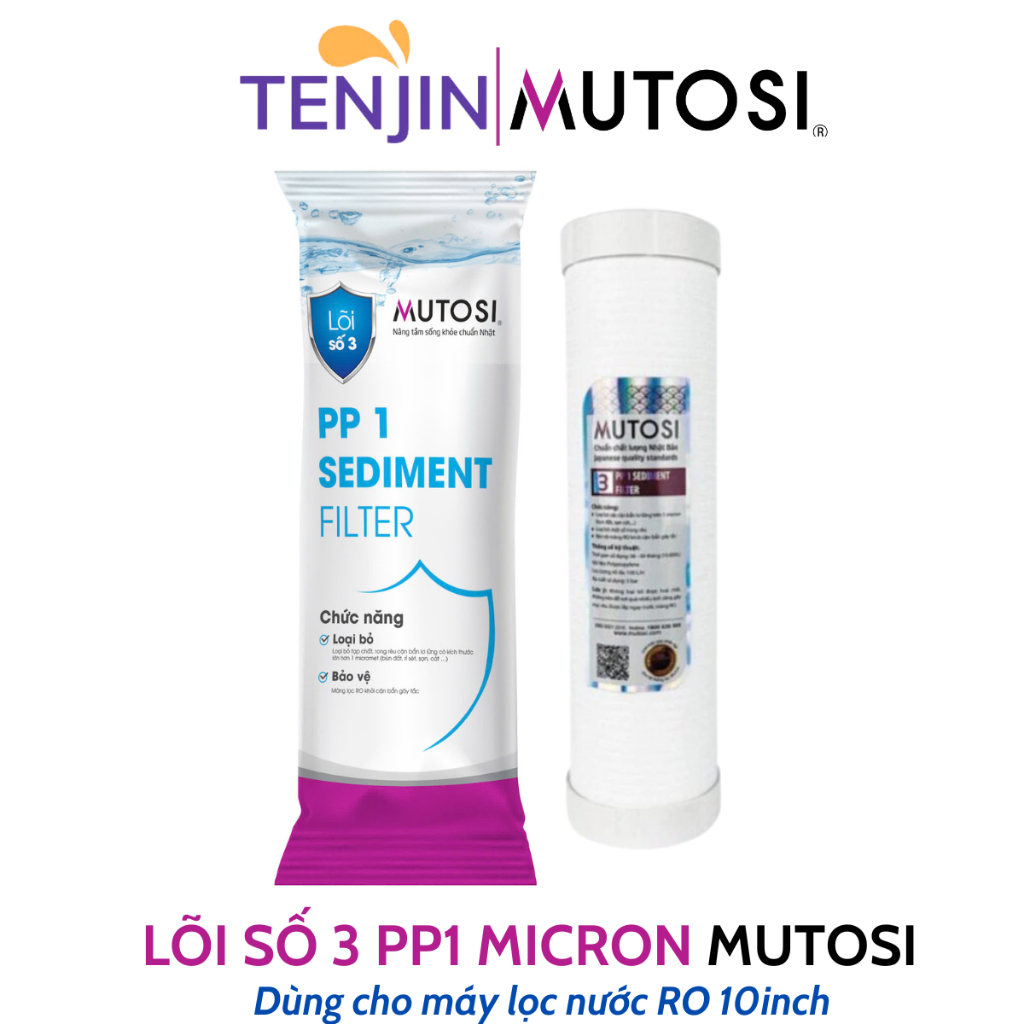 Combo Thô Mutosi Cation Dùng Cho Nước Đầu Nguồn Nhiễm Đá Vôi Và Nước Giếng Dạng Cốc Lọc 10inch