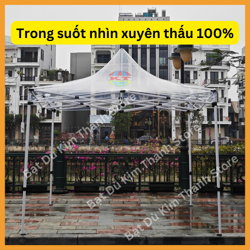 Nhà Bạt Di Động Gấp Gọn Trong Suốt 3M x 6M Có Rèm Che Xung Quanh, Thiết Kế Cửa Kéo Khoá Ra Vào