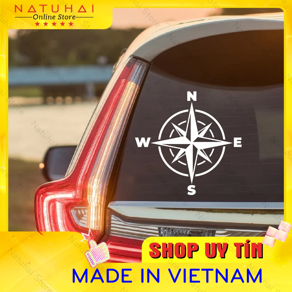 Tem Dán La Bàn Compass Trang Trí Ô tô, Laptop Decal Vynil PVC kháng ...
