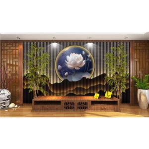 Tranh Decal bóc Dán Tường Cho Spa Đông Y Dưỡng Sinh In Hình Hoa Sen Trang Trí Kích Thước Theo Yêu Cầu